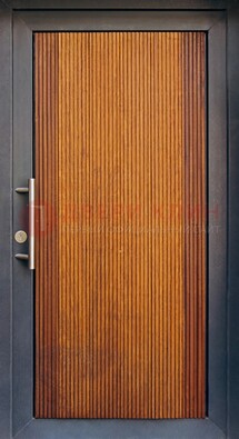 Коричневая входная дверь c МДФ панелью ЧД-03 в частный дом в Петрозаводске