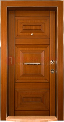 Коричневая входная дверь c МДФ панелью ЧД-10 в частный дом в Петрозаводске