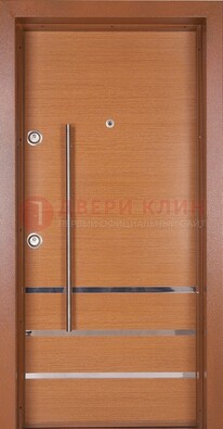 Коричневая входная дверь c МДФ панелью ЧД-31 в частный дом в Петрозаводске