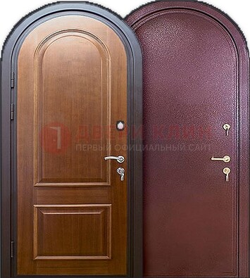 Железная арочная дверь с МДФ внутри ДА-14 в Петрозаводске