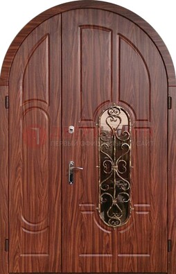 Арочная двухстворчатая стальная дверь Винорит ДА-54 в Петрозаводске
