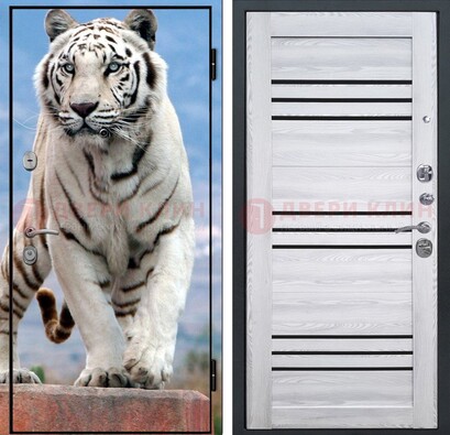 Стальная дверь с фотопечатью тигра ДФ-12 в Петрозаводске