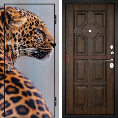 Металлическая дверь с фотопечатью леопарда ДФ-26 в Петрозаводске