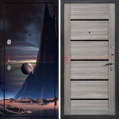 Стальная дверь с фотопечатью космоса ДФ-49 в Петрозаводске