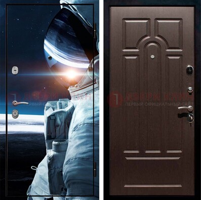 Стальная дверь с фотопечатью космонавта ДФ-4 в Петрозаводске
