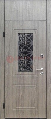 Металлическая дверь Винорит стекло и ковка с фрамугой ДФГ-33 в Петрозаводске