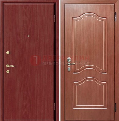 Красная металлическая дверь с ламинатом МДФ внутри ДЛ-8 в Петрозаводске