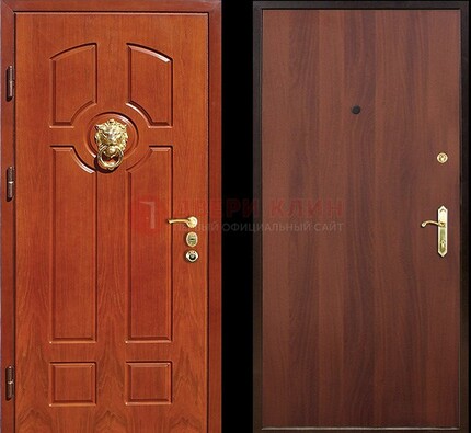 Оранжевая стальная дверь с МДФ ламинат внутри ДМ-18 в квартиру в Петрозаводске