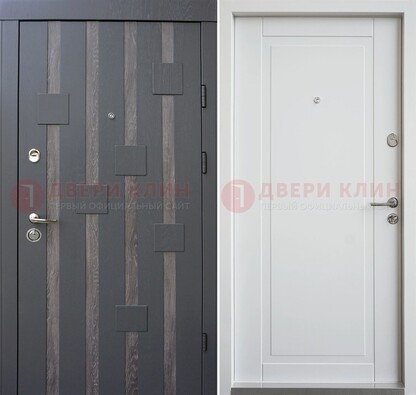 Темная металлическая дверь c белом МДФ внутри ДМ-231 в Петрозаводске