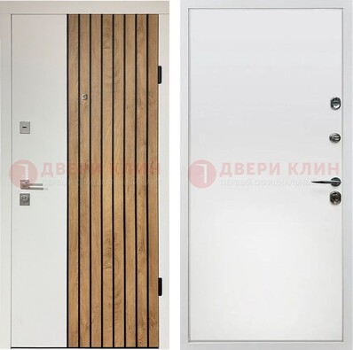 Белая с коричневой вставкой филенчатая дверь МДФ ДМ-278 в Петрозаводске