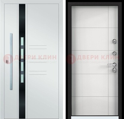Металлическая дверь в белом цвете с МДФ ДМ-323 в Петрозаводске