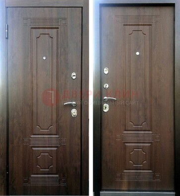 Коричневая металлическая дверь с МДФ ДМ-32 на дачу в Петрозаводске