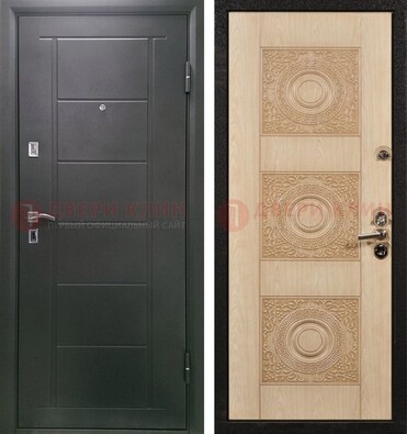 Темная железная дверь с МДФ в квартиру ДМ-344 в Петрозаводске