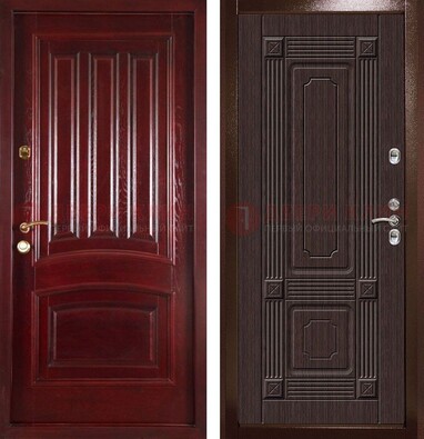 Красная стальная дверь с филенчатой МДФ ДМ-398 в Петрозаводске