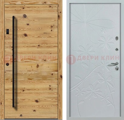 Металлическая дверь с МДФ в светлом цвете ДМ-412 в Петрозаводске