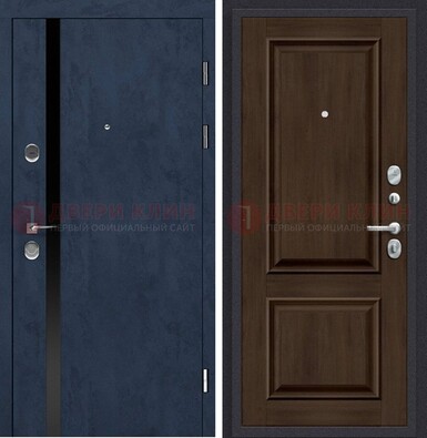 Синяя входная дверь МДФ с обеих сторон ДМ-473 в Петрозаводске