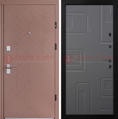 Красная стальная дверь в квартиру с МДФ хайтек ДМ-493 в Петрозаводске