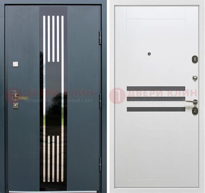 Темная квартирная дверь с разными МДФ ДМ-504 в Петрозаводске