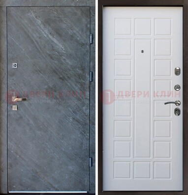 Железная дверь с МДФ серая и белая ДМ-505 в Петрозаводске