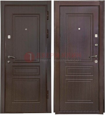 Антивандальная коричневая железная дверь с МДФ ДМ-61 в Петрозаводске