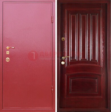 Красная металлическая дверь с порошковым напылением ДП-165 в Петрозаводске