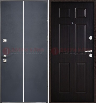 Железная дверь с порошковым покрытием и отделкой Темный орех внутри ДП-211 в Петрозаводске