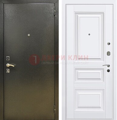Железная темно-серая дверь с порошковым напылением и белой МДФ ДП-274 в Петрозаводске
