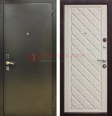 Темно-серая железная дверь с порошковым покрытием и филенчатой МДФ ДП-289 в Петрозаводске