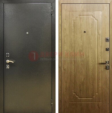 Темно-серая входная дверь с порошковым покрытием и МДФ Золотой дуб ДП-291 в Петрозаводске