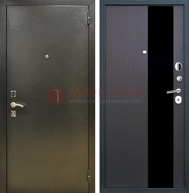 Входная темная дверь с порошковым покрытием и МДФ со стеклом ДП-294 в Петрозаводске