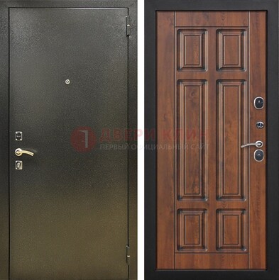 Металлическая входная темная дверь с порошковым напылением и МДФ ДП-299 в Петрозаводске
