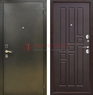 Входная темно-серая дверь с порошковым напылением и коричневой МДФ ДП-301 в Петрозаводске