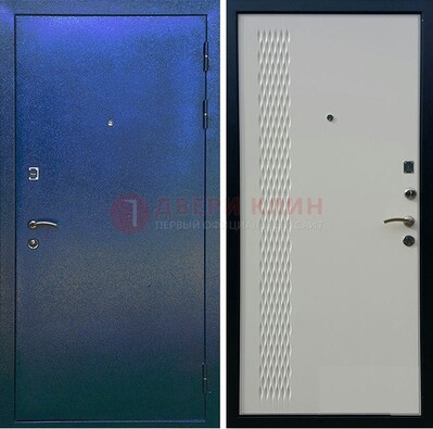 Синяя железная дверь с порошковым напылением ДП-49 в Воронеже