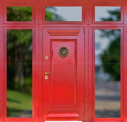 Красная парадная дверь для частного дома ДПР-88 в Петрозаводске