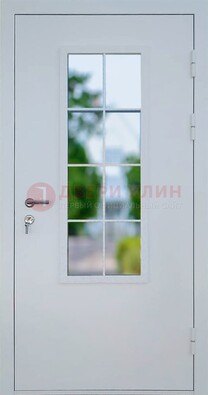 Белая железная дверь порошок со стеклом ДС-31 в Петрозаводске