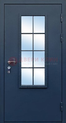 Темная металлическая дверь порошок со стеклом ДС-34 в Петрозаводске