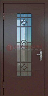Входная металлическая дверь со стеклом для дома ДС-6 в Петрозаводске