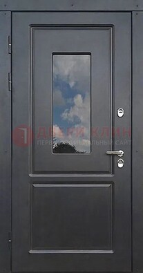 Чёрная металлическая дверь со стеклом ДС-77 в Петрозаводске