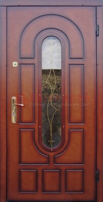 Яркая металлическая дверь Винорит со стеклом и ковкой ДСК-268 в Петрозаводске