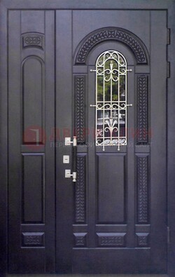 Входная дверь Винорит со стеклом и ковкой с узором ДСК-270 в Петрозаводске