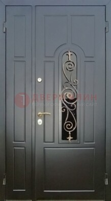 Металлическая дверь Винорит со стеклом в темном цвете ДСК-276 в Петрозаводске