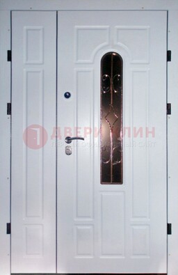 Входная дверь Винорит со стеклом в белом цвете ДСК-277 в Петрозаводске