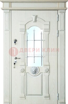 Герметичная входная дверь со стеклом и ковкой с украшением ДСК-64 в Бронницах