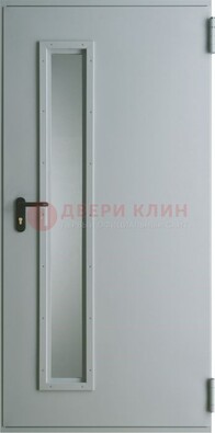 Белая железная противопожарная дверь со вставкой из стекла ДТ-9 в Петрозаводске