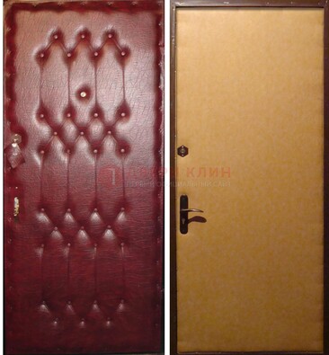 Бордовая металлическая дверь с винилискожей ДВ-1 в Петрозаводске