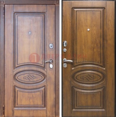 Коричневая металлическая дверь с виноритом ДВТ-10 в Петрозаводске