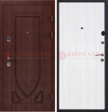 Уличная темная филенчатая дверь с виноритом и МДФ Белый ясень ДВТ-141 в Петрозаводске