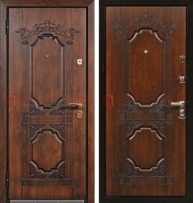 Коричневая железная дверь с виноритом и узором ДВТ-211 в Петрозаводске