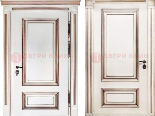 Белая металическая дверь с виноритом для дома ДВТ-239 в Петрозаводске
