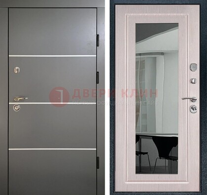 Черная металлическая дверь с зеркалом ДЗ-12 в Петрозаводске